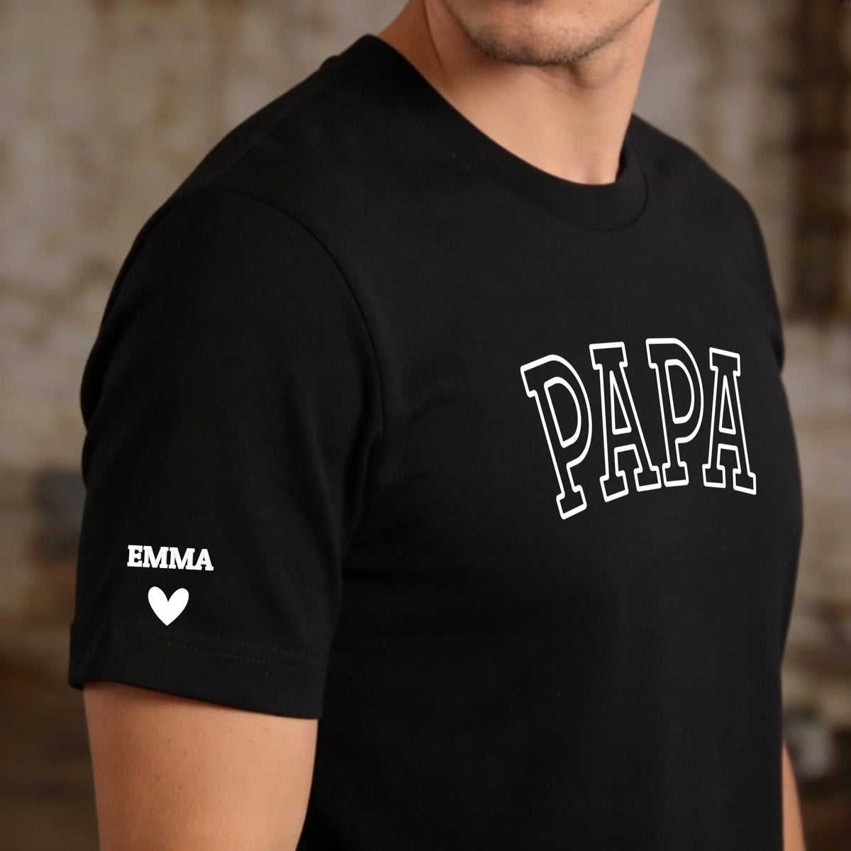 T-shirt personnalisé Papa avec prénoms gravés, coton 100% Pour Papa