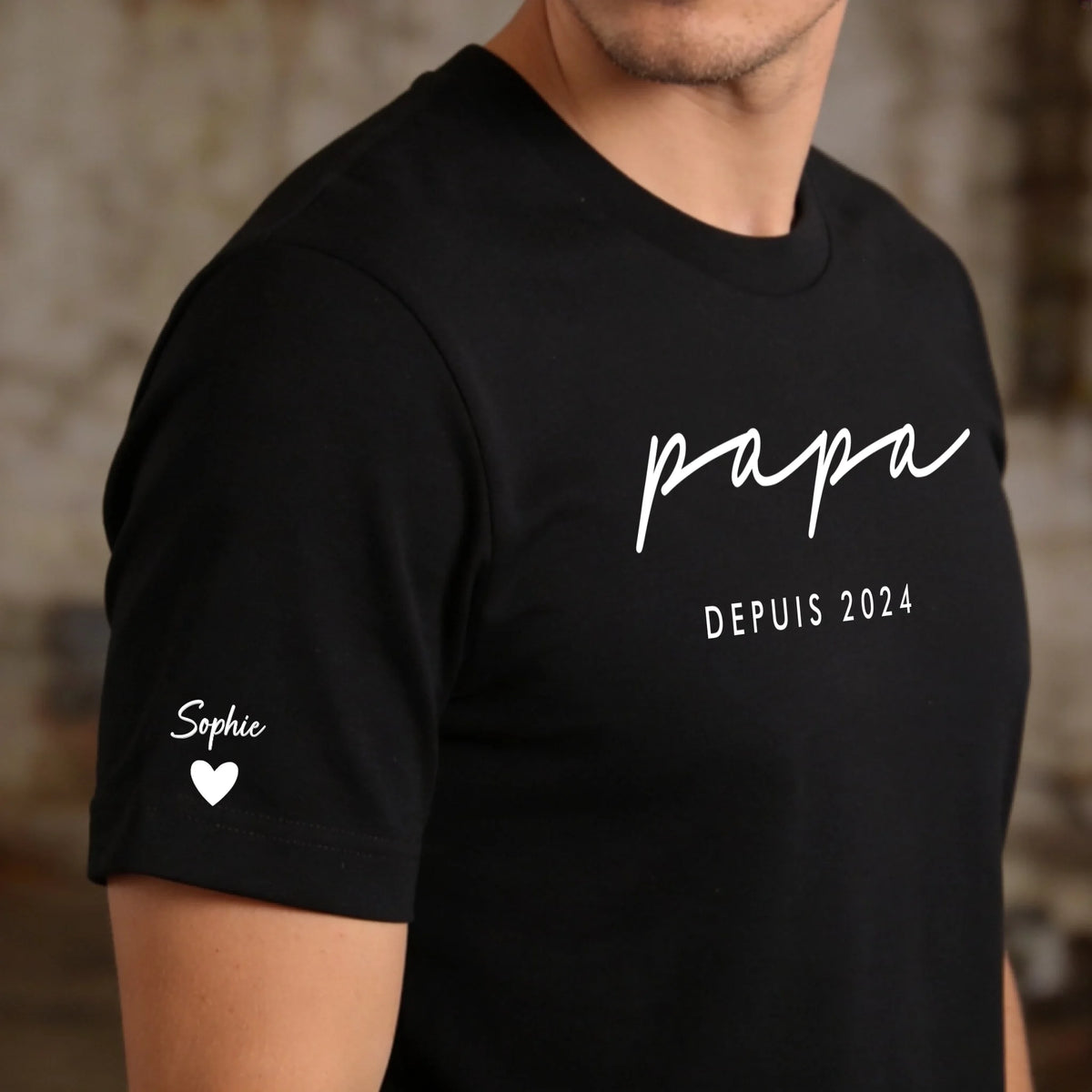 T-shirt personnalisé Meilleur Papa avec prénoms pour père et grand-père, impression DTF