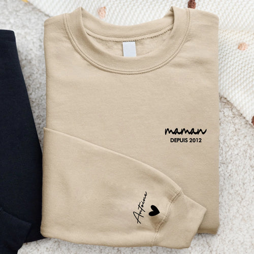 Sweat personnalisé Notre Maman pour parents et grands-parents, impression DTF, matière premium douce