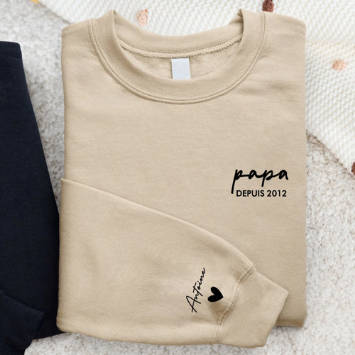 Sweat personnalisé papa Notre Papa avec prénoms enfants, impression de haute qualité