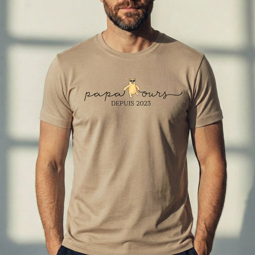 T-shirt Papa Ours personnalisé pour Papa et Papy, 100% coton, impression DTF durable – Motiv 2