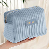 Trousse de maquillage personnalisée en velours avec prénom gravé, design Wavy élégant et doux – Motiv 5