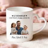 Cadeau personnalisé - mug blanc avec anse en forme de cœur et prénom imprimé – idée cadeau romantique de Love & Faith