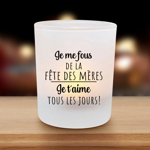 Verre à bougie personnalisé Pour Mamie, photophore satiné avec impression brillante et fond épais – Motiv 2
