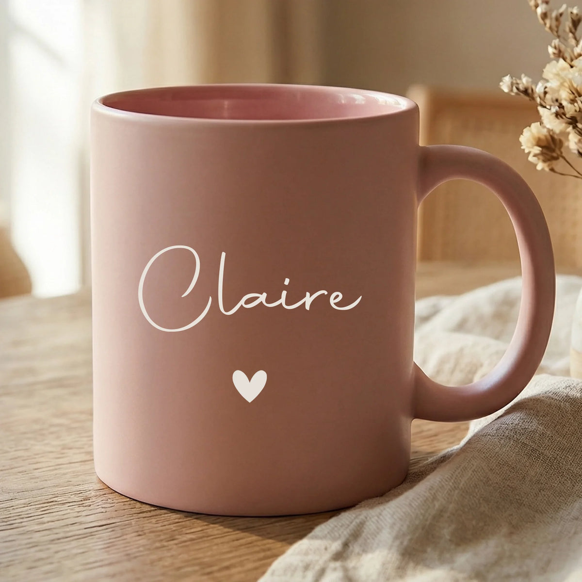 Tasse personnalisée pastel avec gravure élégante – Ma tasse