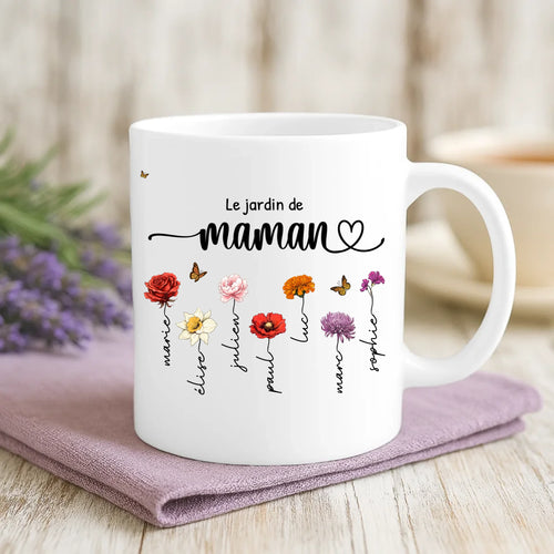 Cadeau personnalisé - mug blanc avec message et prénoms imprimés – idée cadeau unique de Love & Faith