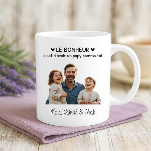 Cadeau personnalisé - mug blanc avec message et prénoms imprimés – idée cadeau unique de Love & Faith