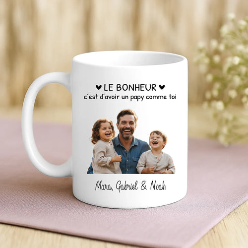Cadeau personnalisé - mug blanc avec message et prénoms imprimés – idée cadeau unique de Love & Faith