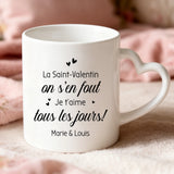 Cadeau personnalisé - mug blanc avec anse en forme de cœur et prénom imprimé – idée cadeau romantique de Love & Faith