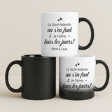 Tasse personnalisée couple effet cartoon avec photo et prénoms – cadeau Saint-Valentin – Motiv 7