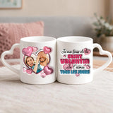 Cadeau personnalisé - mug blanc avec anse en forme de cœur et prénom imprimé – idée cadeau romantique de Love & Faith
