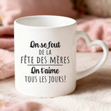 Cadeau personnalisé - mug blanc avec anse en forme de cœur et prénom imprimé – idée cadeau romantique de Love & Faith