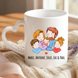 Cadeau personnalisé - mug blanc avec anse en forme de cœur et prénom imprimé – idée cadeau romantique de Love & Faith