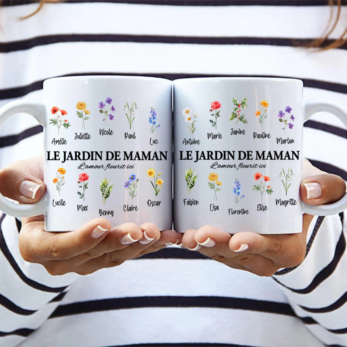 Tasse personnalisée Les fleurs de Mamie pour Maman et Mamie avec prénoms