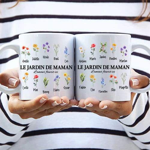 Tasse personnalisée Les fleurs de Mamie pour Maman et Mamie avec prénoms