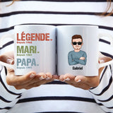 Tasse personnalisée pour papa avec texte Légende mari papa grand-père, impression sublimation résistante – Motiv 4