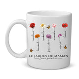 Tasse personnalisée avec prénoms et fleurs, design L'amour grandit ici – Motiv 2