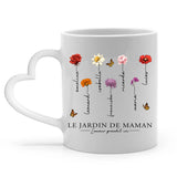 Tasse personnalisée avec prénoms et fleurs, design L'amour grandit ici – Motiv 5
