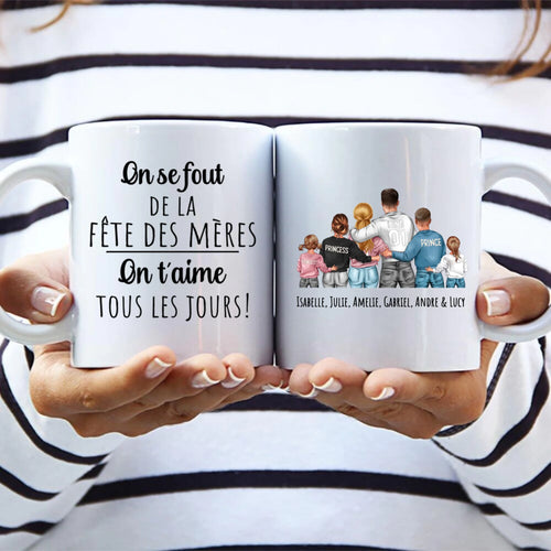 Tasse personnalisée fête des mères avec design et prénoms - Juste pour maman
