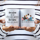 Tasse personnalisée fête des mères avec design et prénoms - Juste pour maman