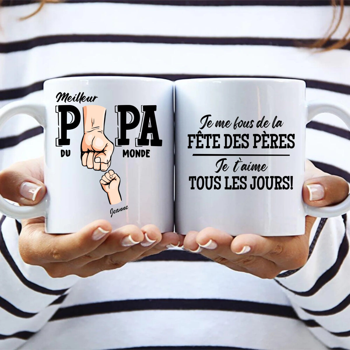 Tasse personnalisable Meilleur papa du monde avec impression sublimation nette, résistante lave-vaisselle et micro-ondes