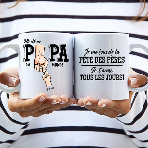 Tasse personnalisable Meilleur papa du monde avec impression sublimation nette, résistante lave-vaisselle et micro-ondes