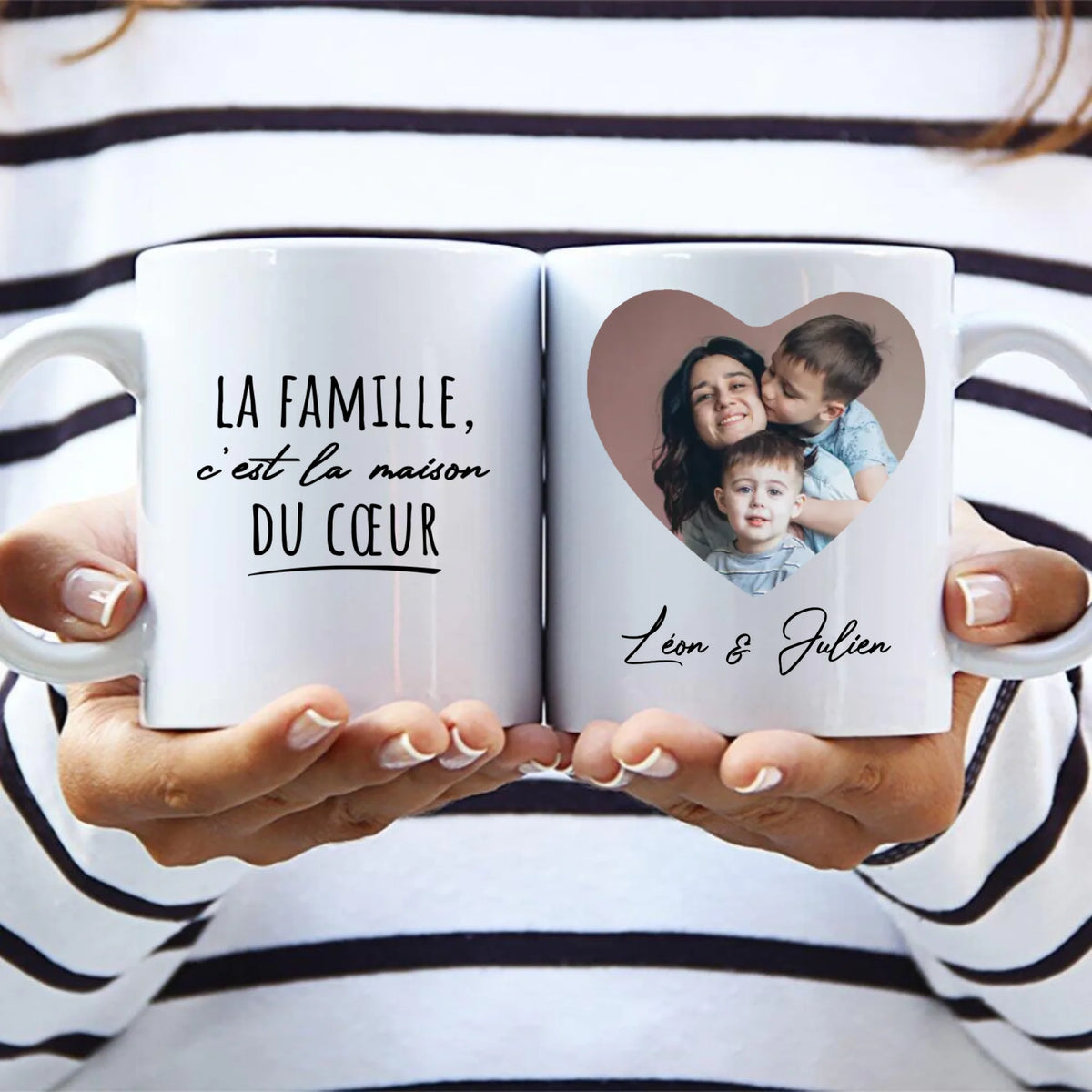 Tasse personnalisée Famille La maison du cœur avec prénoms et design sublimé