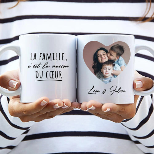Tasse personnalisée Famille La maison du cœur avec prénoms et design sublimé