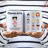 Tasse personnalisée Grands-parents Mamie Chérie avec prénoms gravés, sublimation
