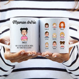 Tasse personnalisée Grands-parents Mamie Chérie avec prénoms gravés, sublimation – Motiv 4
