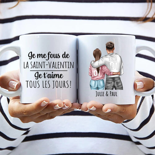 Tasse couple personnalisable Tous les jours avec design unique et prénoms gravés