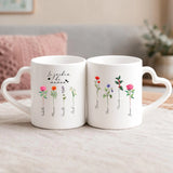 Cadeau personnalisé - mug blanc avec anse en forme de cœur et prénom imprimé – idée cadeau romantique de Love & Faith