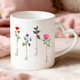 Cadeau personnalisé - mug blanc avec anse en forme de cœur et prénom imprimé – idée cadeau romantique de Love & Faith