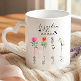 Cadeau personnalisé - mug blanc avec anse en forme de cœur et prénom imprimé – idée cadeau romantique de Love & Faith