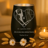 Cadeau personnalisé _ photophore noir et argent avec gravure de prénoms - fabriqué par Love & Faith