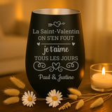 Cadeau personnalisé _ photophore noir et argent avec gravure de prénoms - fabriqué par Love & Faith