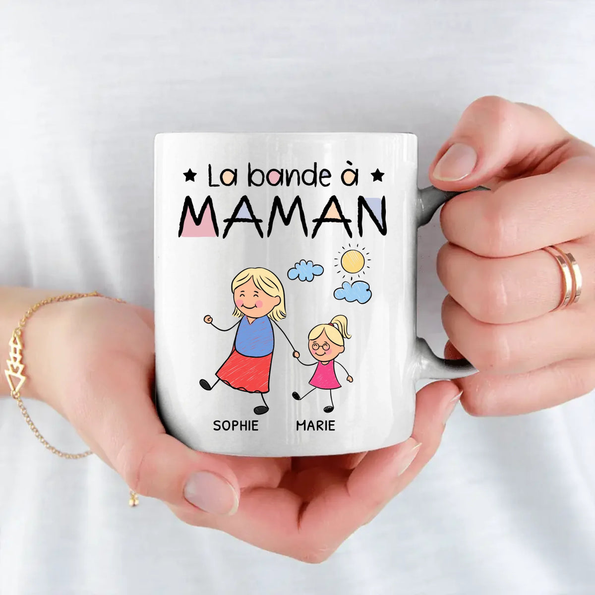 Tasse personnalisée La Bande à Mamie pour Mamie et Maman, designs personnalisables avec prénoms