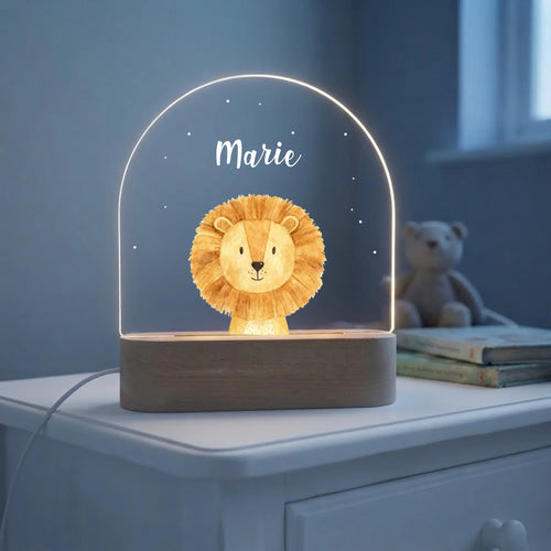 Veilleuse LED personnalisée avec animaux adorables et prénom pour enfants