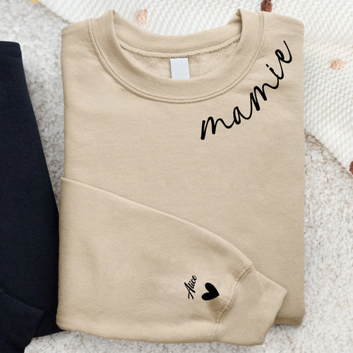 Sweat personnalisé Mamie Famille avec prénoms customisables, matière premium douce