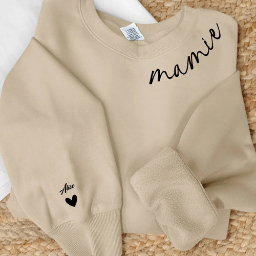Sweat personnalisé Mamie Famille avec prénoms customisables, matière premium douce – Motiv 2