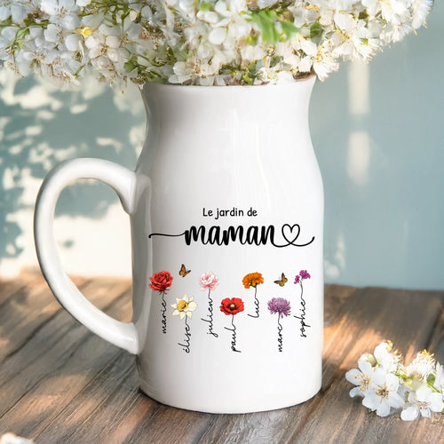 2 Personalisiertes Geschenk - Weiße Vase mit Henkel mit persönlichem Spruch und Namen