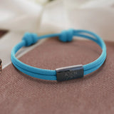 Bracelet personnalisé en corde de voile tressée avec plaque gravée aux initiales et symbole, design duo pour amis – Motiv 13